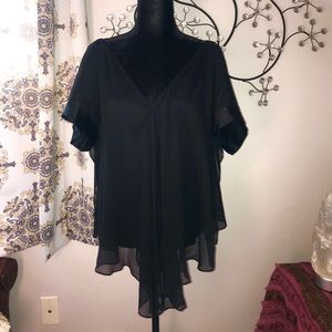 Diane Von Furstenberg Black Silk Sheer Layer Top